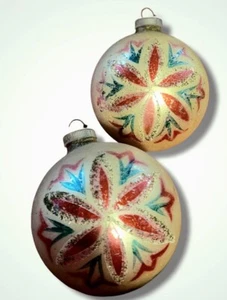 Paar Vintage West Germany Weihnachten glitzernde Glühbirnen Ornamente D.G.M.a 4 Zoll - Bild 1 von 12