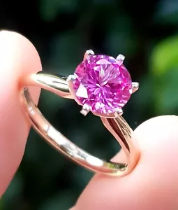 2ct Natural VS Pink Sapphire Solitaire 14K Solid yellow Gold Ring Engagement - Picture 1 of 9