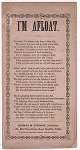 Vintage Liederblatt "I'M AFLOAT" um 1800! Matrosenschiff Ozean Meer Flagge des Trotzes - Bild 1 von 2