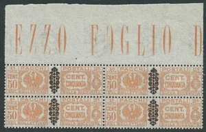 1945 LUOGOTENENZA PACCHI POSTALI 50 CENT QUARTINA LUSSO MNH ** - SV14-6 - Picture 1 of 1