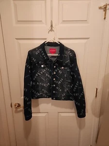 Denim Guess Los Angeles Jacket Womens Logo Spelled Across Jacket Size Large - Picture 1 of 7