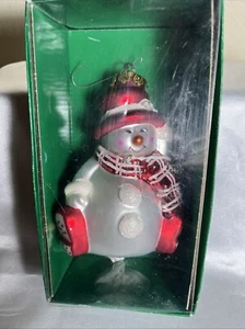 Vintage Abt. 56 Glas Ornament Schneemann - Bild 1 von 3