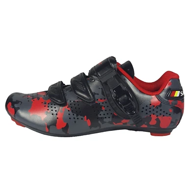 Santic Men's Cycling Shoes Black Gray Red Road Indoor Peloton 3 Bolt 10  - Image 1 of 4