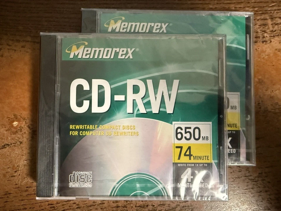 Lot of 2. Memorex 74 Min 650MB CD-RW Blank Discs with Jewel case. — 第 1/4 张图片