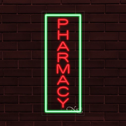 NEW "PHARMACY" w/BORDER VERTICAL 30x12x1 INCH LED FLEX WINDOW INDOOR SIGN 31014 - Image 1 of 1