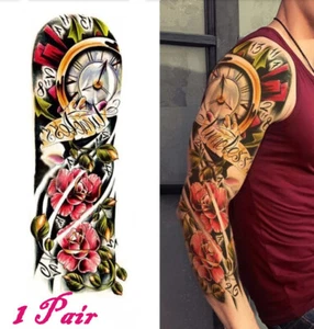 Temporary Tattoos Set Full Arm Body Art Sticker Waterproof Fake Tattoo Sleeves - Picture 1 of 7