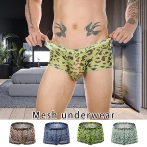 Slip boxer leopardati da uomo erotici in rete biancheria intima mutandine lingerie - Foto 1 di 53