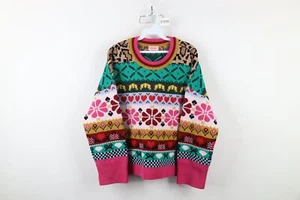 Kate Spade Womens Large Wool Mohair Blend Knit Intarsia Flower Heart Sweater - Picture 1 of 12