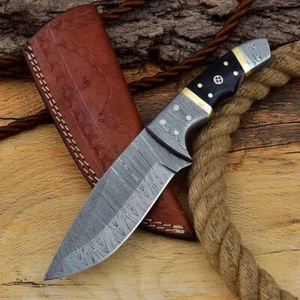 Damast  Jagd Messer Hand geschmiedetes Damascus Hunting knife Griff aus Büffel - Bild 1 von 5