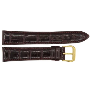 AUTHENTIC DARK RED CROCODILE TOURNEAU STRAP WITH NEW BUCKLE 18 X 16 MM - Picture 1 of 2