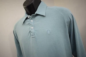 Coolibar Polo Shirt Blue Bamboo Stretch Long Sleeve UPF 50+ Mens Size Large - Picture 1 of 9