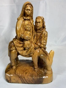 Jesus/Mary/Joseph/Donkey Nativity Figurine Vintage Hand Carved Olive Wood - Bild 1 von 16