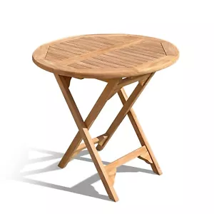 31.5" Dia Round Teak Outdoor Side Folding Table for Patio, Deck, Lawn, Garden - Picture 1 of 1