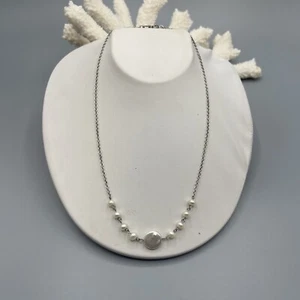 Impresionante collar de plata de ley 925 con cuentas de perlas hermoso collar # 381 - Imagen 1 de 14