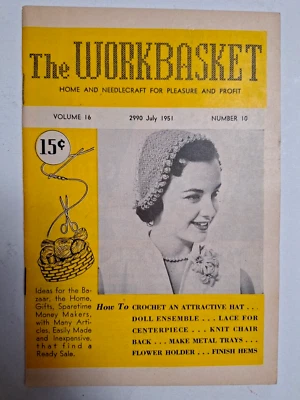Metal Trays The Workbasket Magazine Knit Crochet VTG July 1951 Vol 16 Number 10 - Image 1 of 4