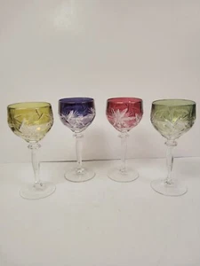 Vintage Crystal Goblets Bohemian Czech Glasses - Picture 1 of 11