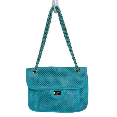Pink Cosmo teal faux leather conversion shoulder crossbody chain link strap bag - Image 1 of 4