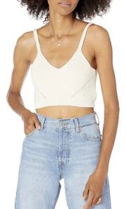 The Drop Women's Divya Pointelle Bralette Sweater, Cream XXL - Picture 1 of 4