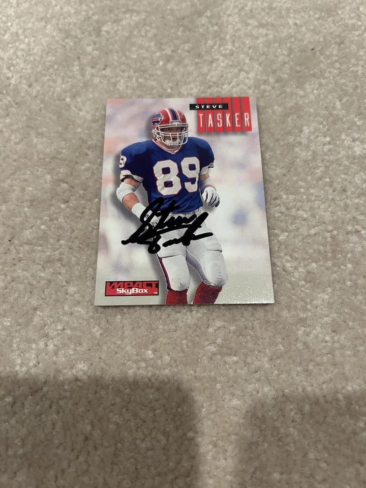 STEVE TASKER Signed Autographed 1994 Skybox Impact Card Buffalo Bills - Image 1 of 1