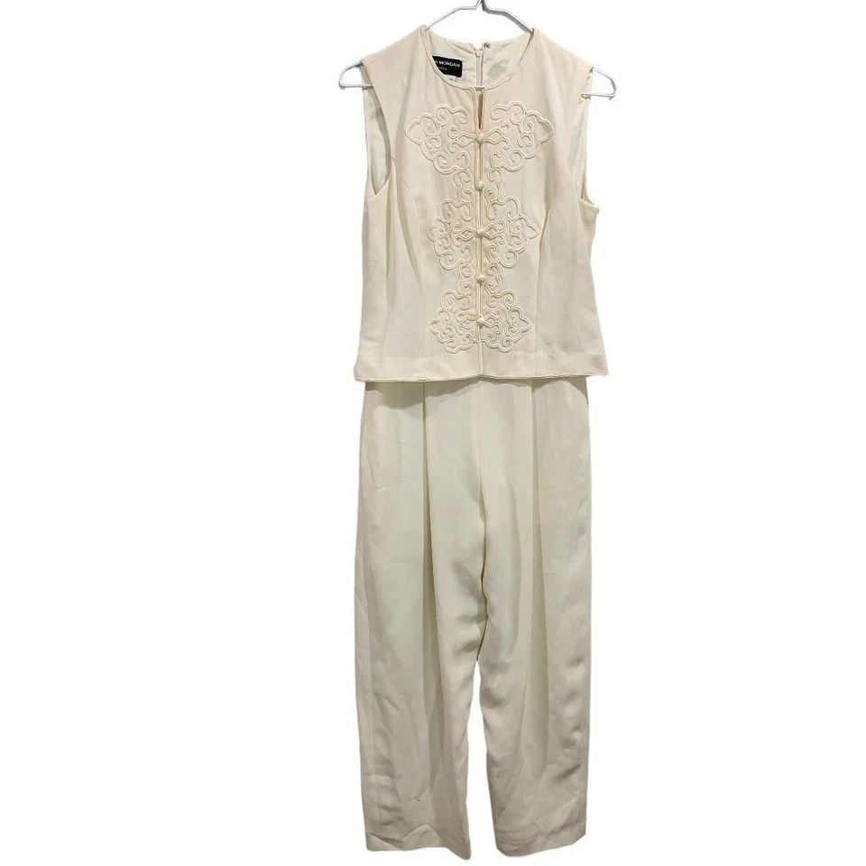 Talla 8 Donna Morgan Marfil Soutache Vintage Años 90 2 Piezas Traje Chaleco Pantalones Nuevo Foto 1 de 4