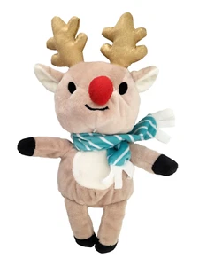 Anko Reindeer Christmas Plush 11" Kmart Beige Green Scarf Gold Antlers Soft Toy - Foto 1 di 5