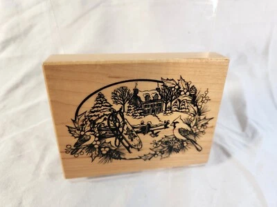 PSX Cardinal Trineo Navidad Vacaciones Casa de Nieve Pájaros K-2431 Sello de Goma 1997 Foto 1 de 4