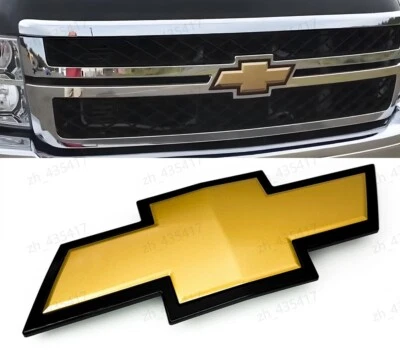 Front Bowtie Emblem Gold Black Fit 2011-2014 Silverado 2500HD 3500HD PN 22829420 - Image 1 of 4