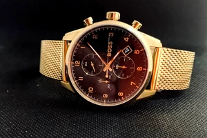 RELOJ CRONÓGRAFO HUGO BOSS SKYMASTER 1513838 MALLA DORADA ACERO INOXIDABLE 44 MM - Imagen 1 de 12