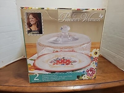 Buquê de inverno Pioneer feminino prato de bolo de férias com cúpula de vidro caixa aberta - Imagem 1 de 4