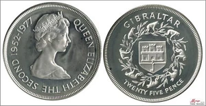 Gibraltar 25 Pence 1977 / Queen ´S Silver Jubilee/28,28 Gr. Silver / IN - Picture 1 of 1