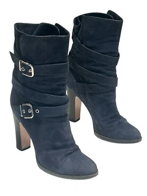 Women’s Gianvito Rossi Ankle Boots Heels Shoes Suede Buckle Navy Size U.K. 4 - Image 1 of 4