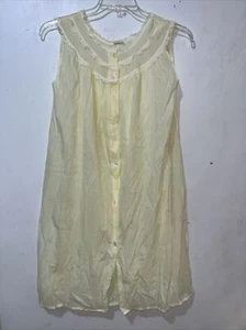Vtg Banner Girl Nightgown Women Medium Yellow Sleeveless Semi Sheer A-Line Short - Picture 1 of 8