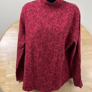 Croft & Barrow Womens PM Petite Floral Sweater Mock Neck Pullover Red - Picture 1 of 11