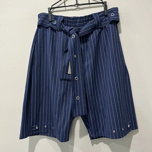 Orttu Shorts Herren Large marineblau Nadelstreifen Gürtel Avantgarde Streetwear " - Bild 1 von 9