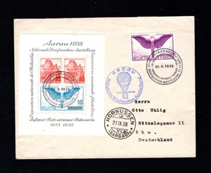 Suiza 1938 - Bloque "Aarau" con 1 carta de correo aéreo Fr. (a3638) - Imagen 1 de 1