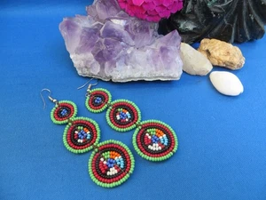 Massai Perlen lange OHRRINGE TANSANIA Ostafrikanischer Ethno Schmuck MASAI NEU DD - Bild 1 von 12