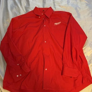 Milwaukee Tools Herren Hemd XXL Rot Baumwolle Langarm Knopfleiste Arbeitskleidung - Bild 1 von 8
