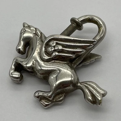 HERMES Cadena Candado Pegaso Bloqueo Bolso Dije Colgante 1998 Plata 3 cm Foto 1 de 4