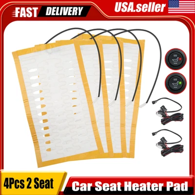 2 Seat 12V Universal Carbon Fiber Car Heated Seat Heater Kit with Round Switch - Image 1 of 4