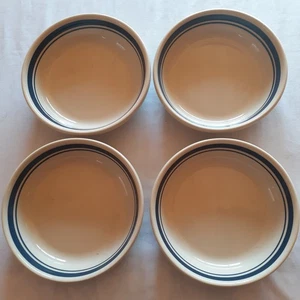 Roseville Ohio Freundschaft Steinzeug blaue Streifen 8" Suppe Salat Schüsseln 4er Set - Bild 1 von 5