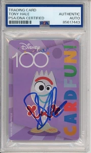 DISNEY 100 CARD FUN TRADING CARD FORKY TOY STORY SIGNED TONY HALE PSA DNA COA - Picture 1 of 2