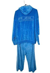 Traje de chándal de terciopelo FUBU con capucha azul cielo conjunto de 2 piezas hip hop años 90 para hombre talla L. - Imagen 1 de 19