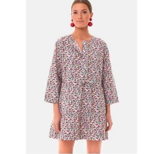 Pomander Place Tunika Minikleid mit Biesen Blumen Langarm Baumwolle Gr. Medium - Bild 1 von 9