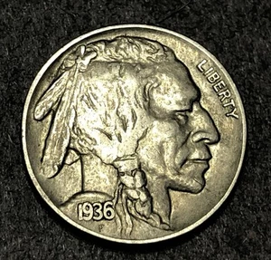 1936-P Buffalo Nickel schöne vz extra feine 5c Münze - Bild 1 von 2