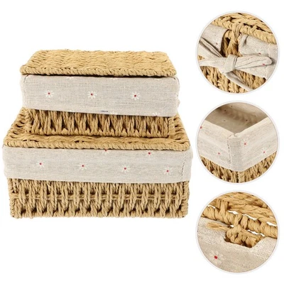  Cestini di stoccaggio da 2 pezzi di cestini di vimini cestini intrecciati - Immagine 1 di 4