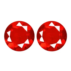 0.95 Ct   [2Pcs Pair] Extraordinary Round 5.5 MM Red 100% Natural Fire Opal - Picture 1 of 5