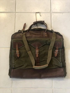 Bolso de viaje plegable vintage Orvis Battenkill equipaje lona cuero ropa 21" - Imagen 1 de 12