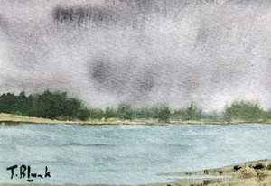 ACUARELA ORIGINAL - Día de lluvia en el Rin. - Imagen 1 de 1