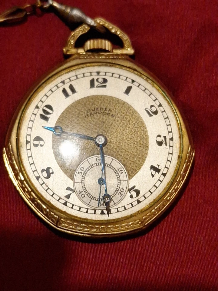 1919 Dueber Hampden 7 Jewel 14K Gold Filled Model 5  Openface Pocket Watch - Image 1 of 4