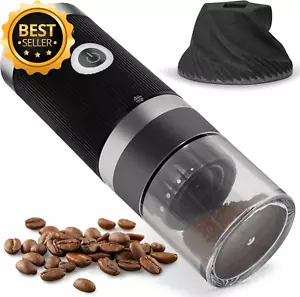 Electric Burr Coffee Grinder Rechargeable Adjustable Grind Settings Easy Clean - Picture 1 of 12